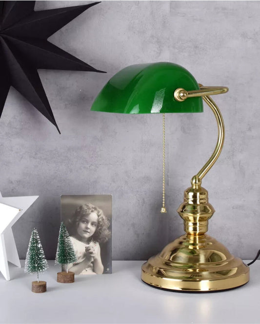 Bankierslampe Messinggrün - Elegantes Messing-Finish
