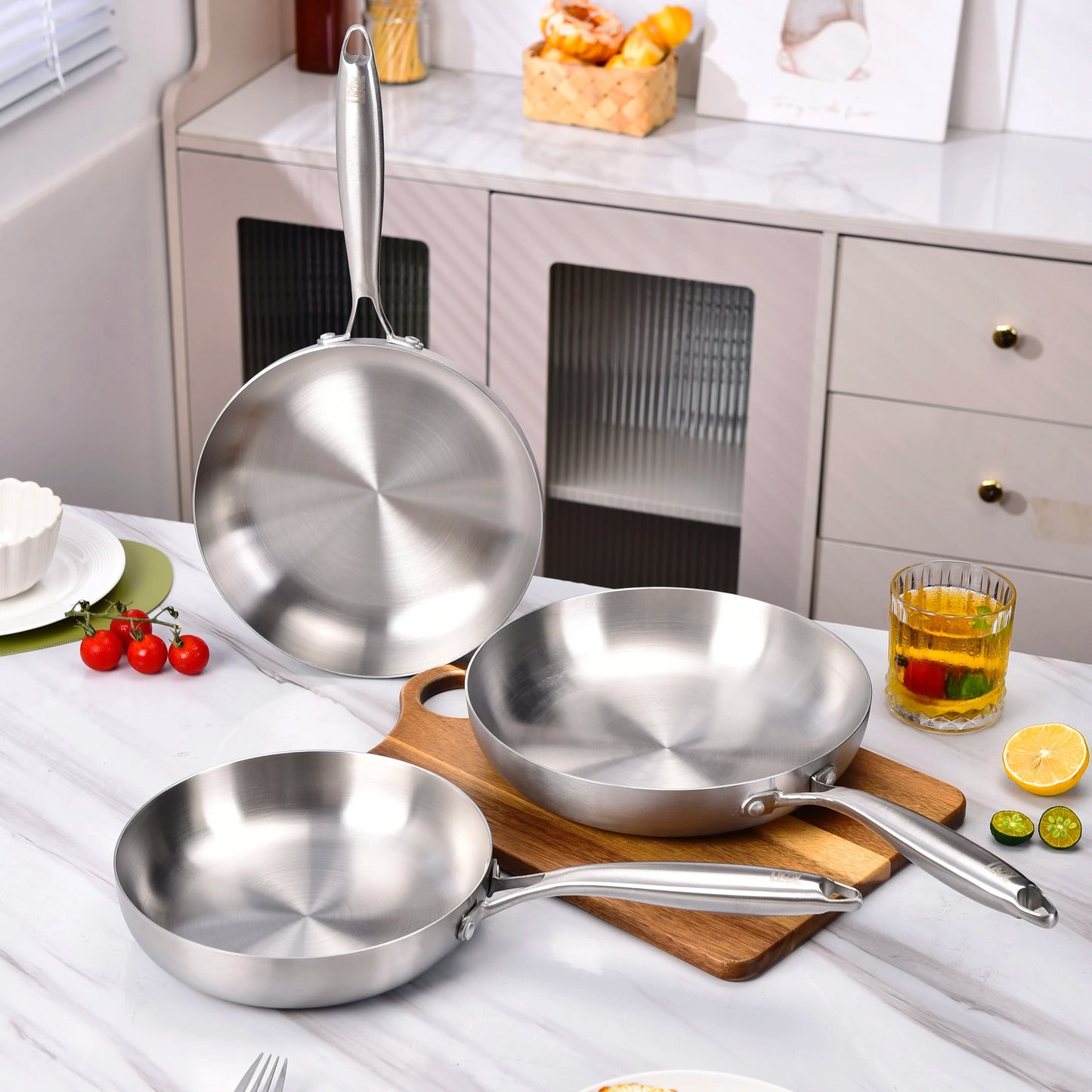 3-Teiliges Edelstahlpfannenset – Gesunde Kochergebnisse Für Jede Mahlzeit 0