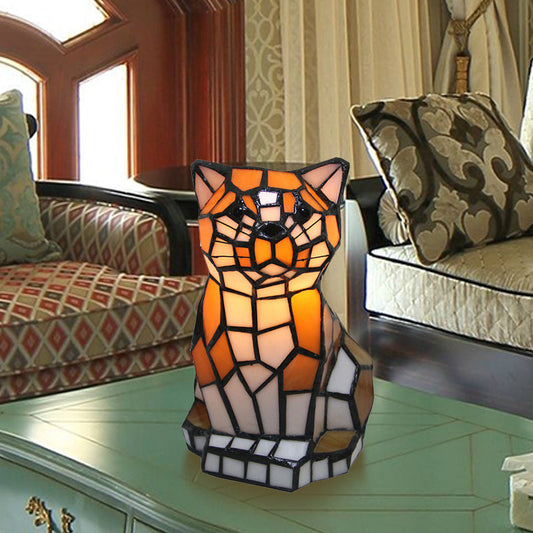 Braune Tiffany Akzentlampe Katzenschirm – Farbenfrohe Beleuchtung Für Ihr Zuhause 1