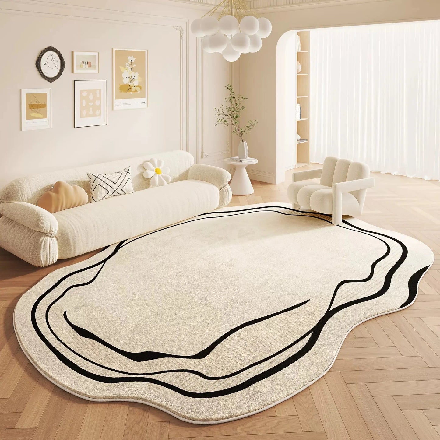 Cremefarbener Teppich aus Kaschmirimitat – Eleganz für Ihr Wohnzimmer 10