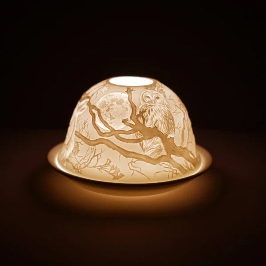 Eulen-Teelichthalter aus Porzellan – Gemütliches Lichtspiel für Ihr Zuhause 1