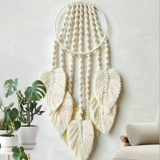 Feather Dreams Makramee-Wandbehang – Stilvolle Handgefertigte Bohème-Dekoration 1