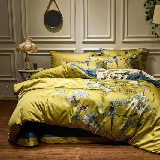 Golden Birds Bettbezug-Set – Elegante Naturinspiration Für Ihr Schlafzimmer 1