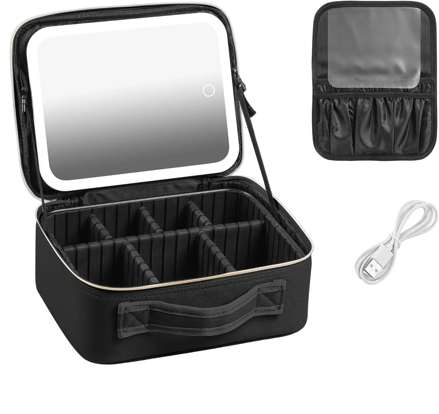 OKMYLF Reise-Make-up-Tasche Mit LED-Spiegel – Praktischer Organizer Für Perfektes Make-up 1