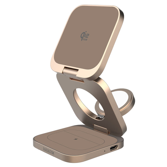 **Qi2.2 25W Aluminium 3-in-1 Ladestation – Schnelles Kabelloses Laden für Apple Geräte** 1