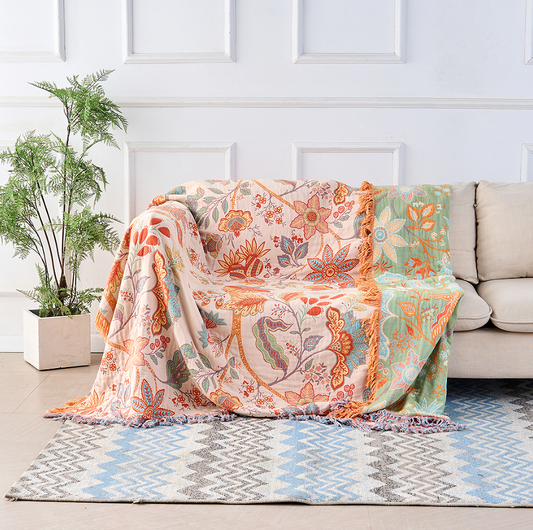 Rustikale Boho-Decke 100 % Baumwolle – Stilvolles Blumendesign Für Gemütliche Momente 1