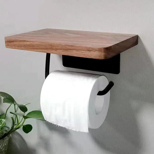 Toilettenpapierhalter Mit Walnussholzregal – Elegante Aufbewahrung Für Ihr Badezimmer 1