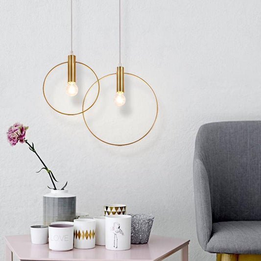 <strong>Goldene LED-Pendelleuchte Runde Form</strong> – Elegante Lichtgestaltung für Ihr Zuhause 1