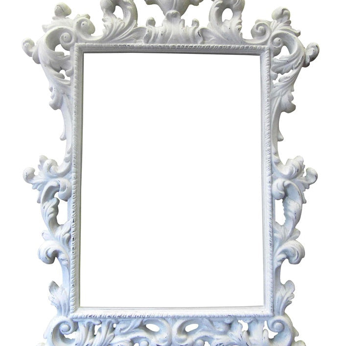 <strong>Kunstvoller Weißer Wandspiegel</strong> – Eleganter Vintage-Akzent für Ihr Zuhause 0