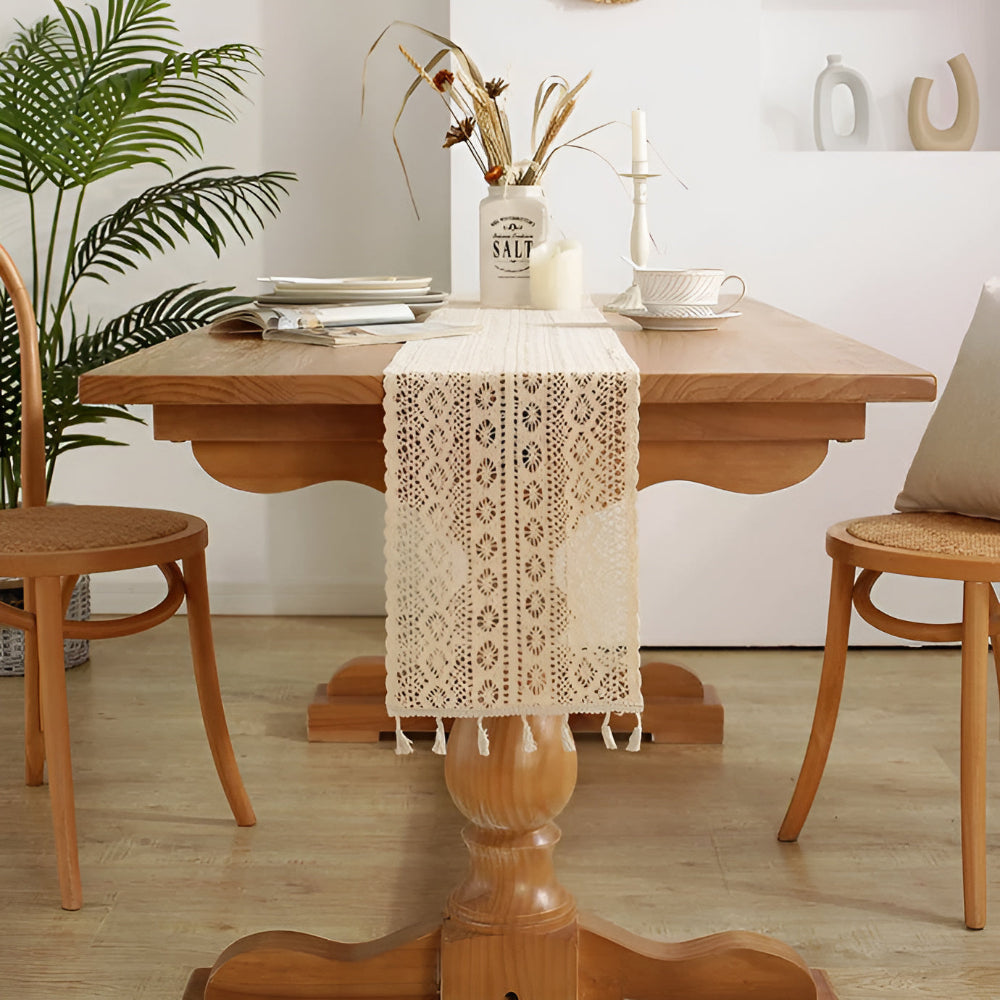<strong>Rustikaler Tischläufer Mit Gehäkelter Blüte</strong> – <strong>Elegante Akzente Für Ihr Zuhause</strong> 6
