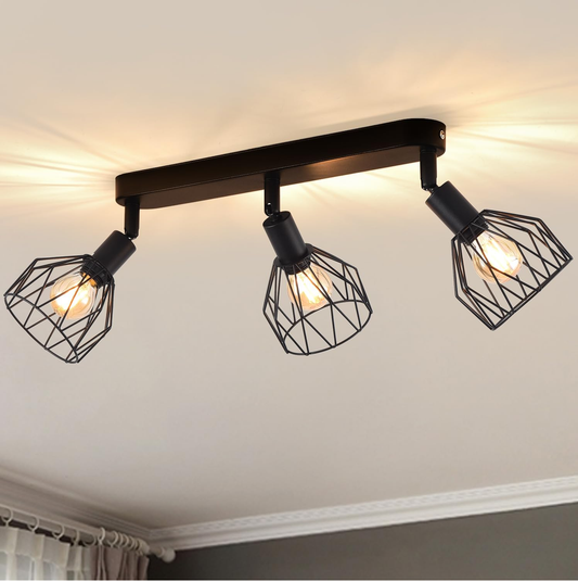 <strong>Schwarze 4-Wege-Deckenleuchte</strong> – Stilvolle Industriebeleuchtung für Ihr Zuhause 1