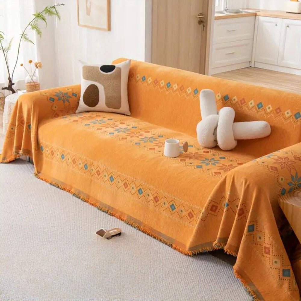 <strong>Sofabezug Chenille mit Fransen – Stilvolles Bohemian Design für Ihr Zuhause</strong> 7