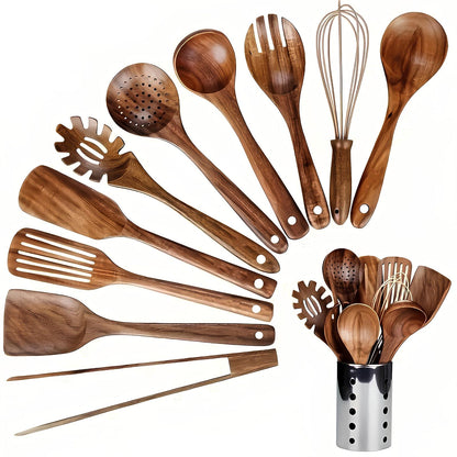 11-Teiliges Küchenutensilien-Set Aus Teak – Stilvolles Design Für Ihre Küche 0