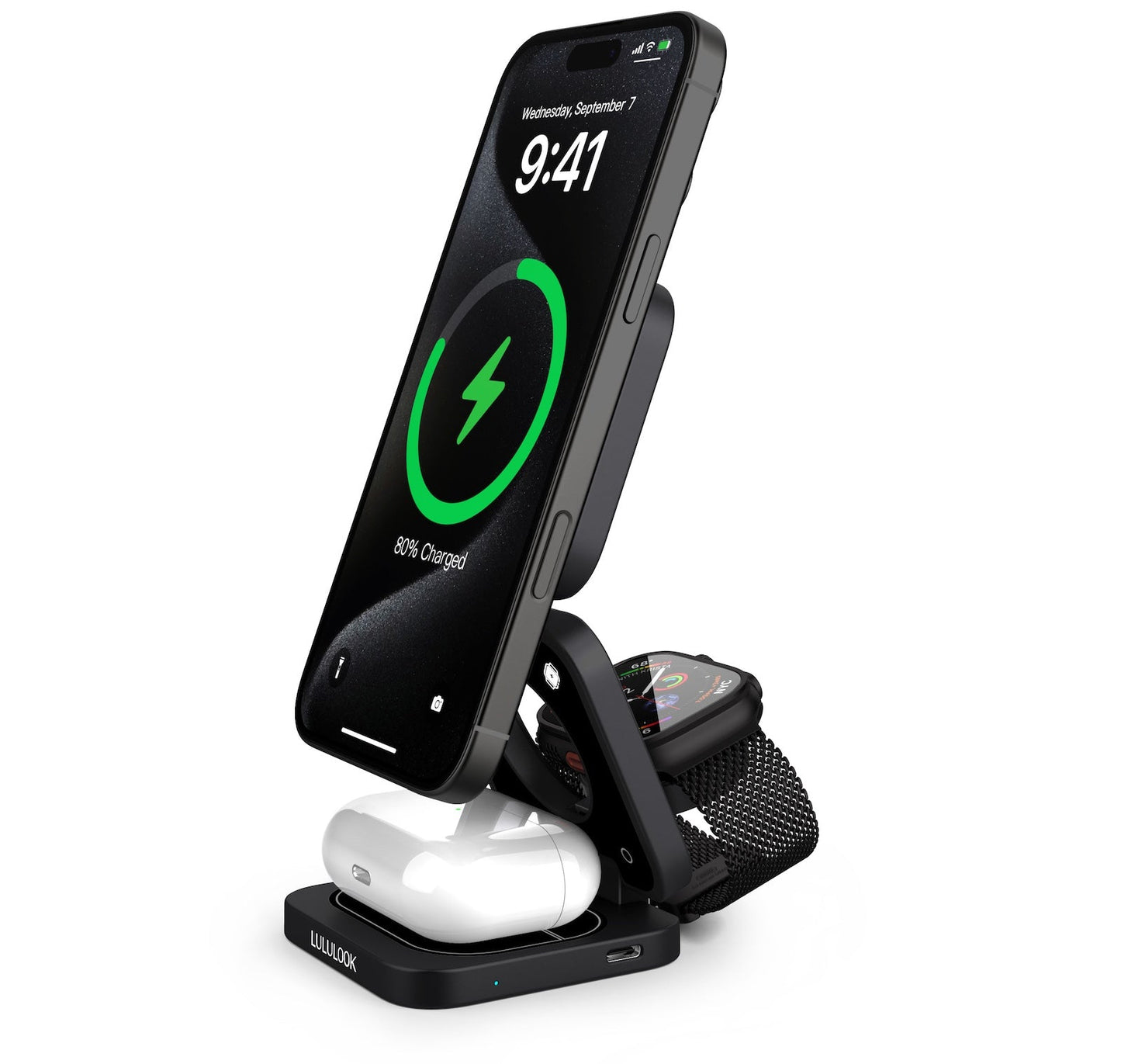 3-in-1 Kabellose Ladestation Qi2 – Praktisches Schnellladen für Apple-Geräte 3