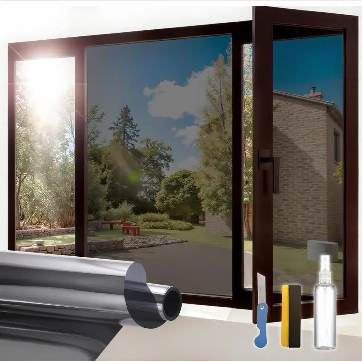 ADD.HERES Fensterfolie Schwarz-Silber – Effektiver Sichtschutz Und UV-Schutz 0