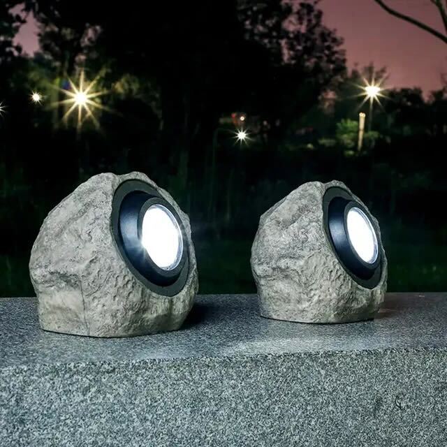 AURELINE Solar Außenlampe – Realistische Steinoptik mit Warmem Licht 1