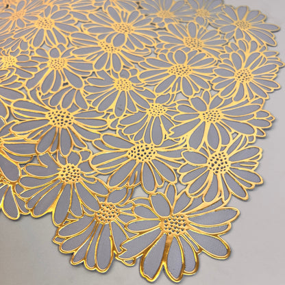 Abwaschbare Tischsets Goldenes Blumendesign – Stilvolle Eleganz Für Jedes Essen 1