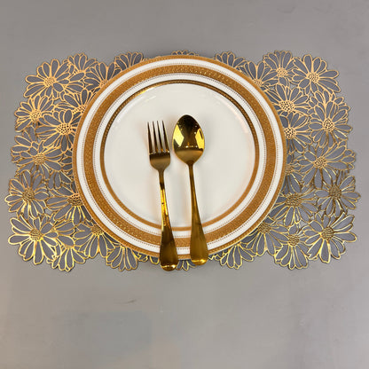 Abwaschbare Tischsets Goldenes Blumendesign – Stilvolle Eleganz Für Jedes Essen 3