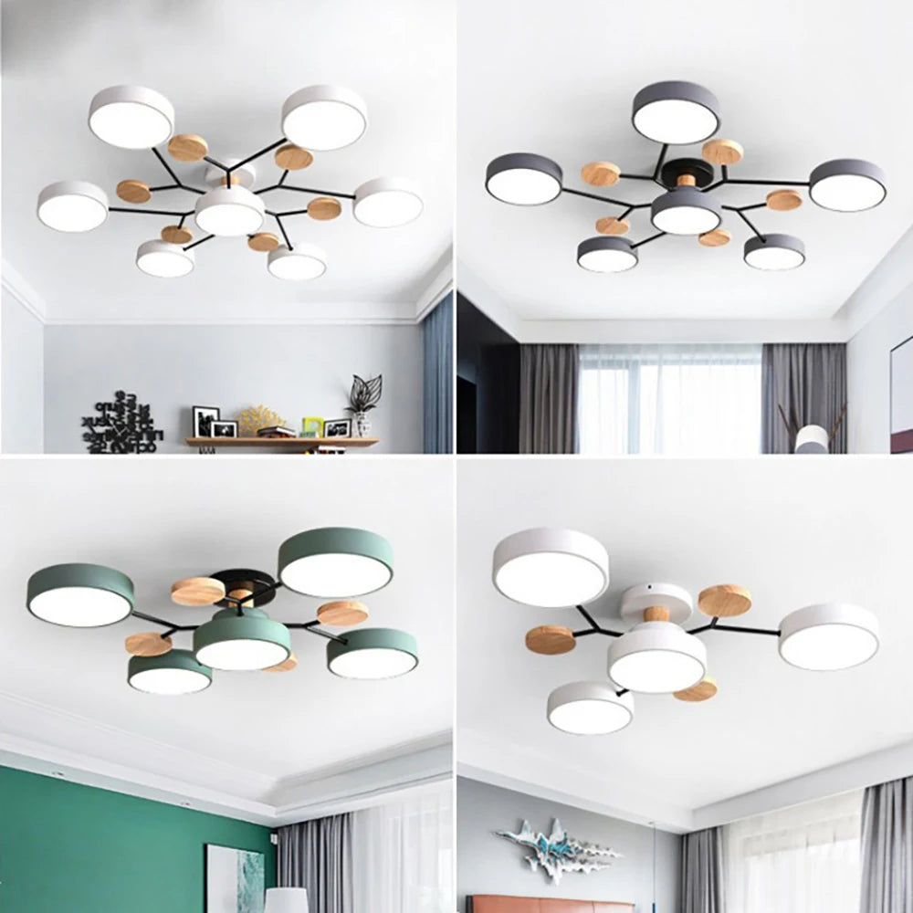 Afralia™ Moderne LED-Deckenleuchte Holz & Eisen – Elegante Akzente Für Ihr Zuhause 6