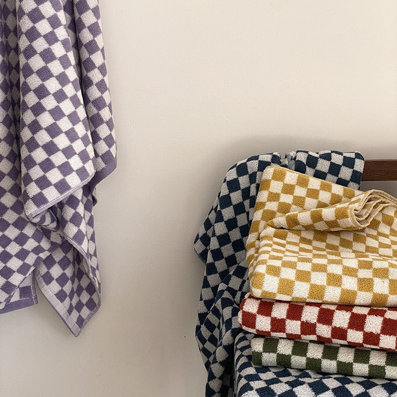 Badetuch Retro-Schachbrettmuster – Stilvolle Baumwolle Mit Hoher Saugfähigkeit 3