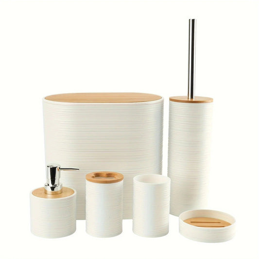 Badezimmer-Set 6-Teilig Marmoroptik – Elegante Accessoires Für Stil Und Ordnung 0