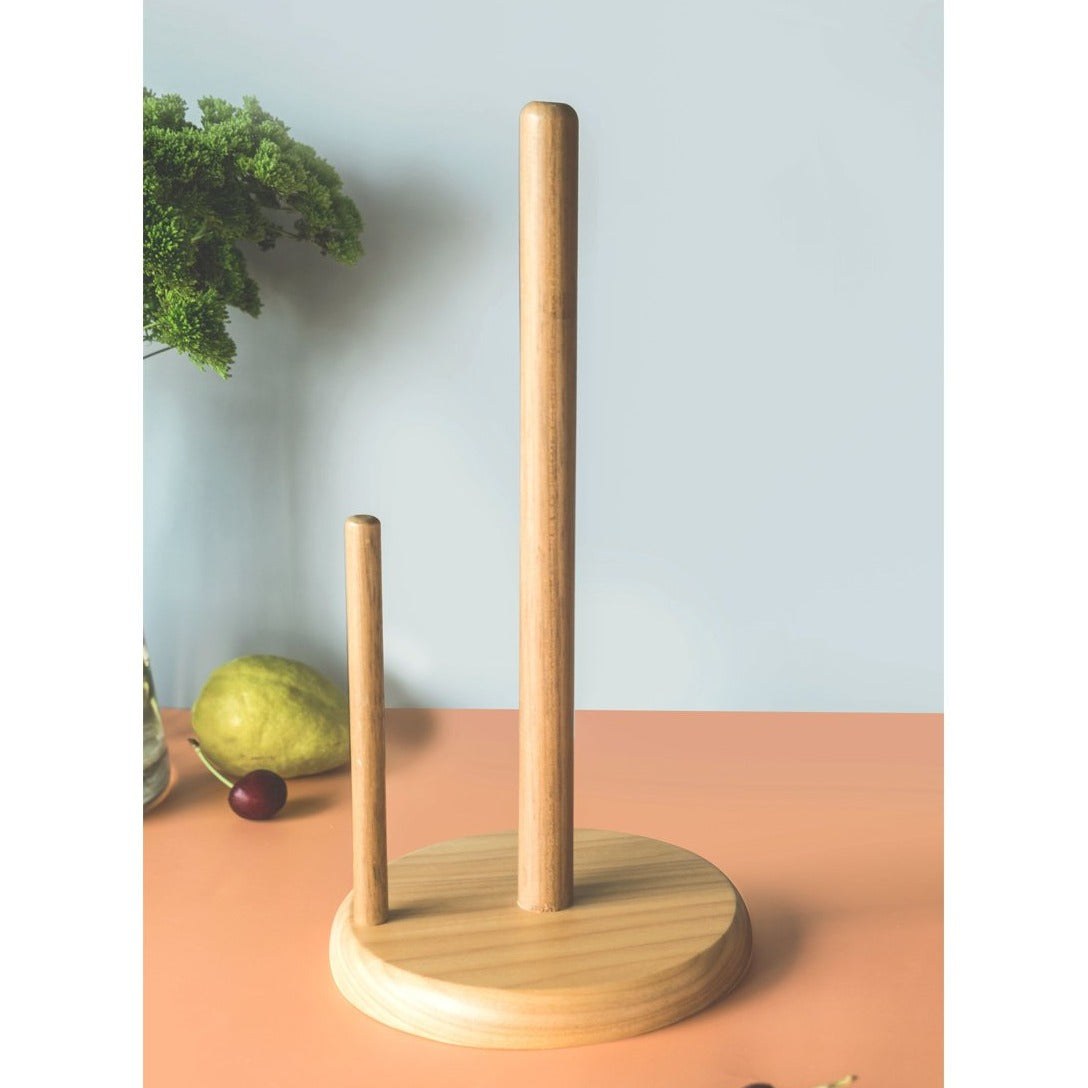 Bill.F® Doppelpoliger Papierhandtuchhalter Aus Holz – Stilvolle Küchenorganisation Mit Teakholz 0
