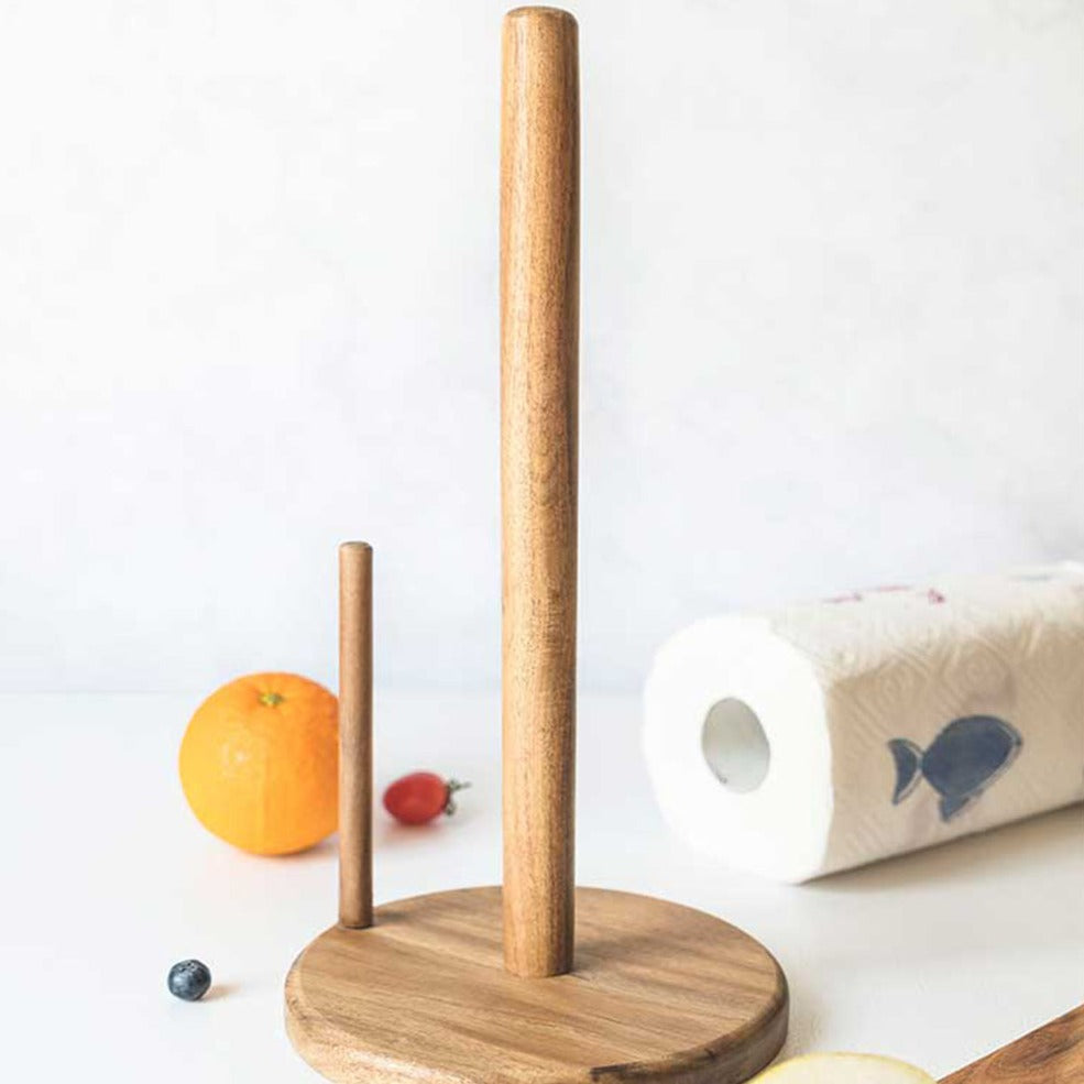 Bill.F® Doppelpoliger Papierhandtuchhalter Aus Holz – Stilvolle Küchenorganisation Mit Teakholz 1