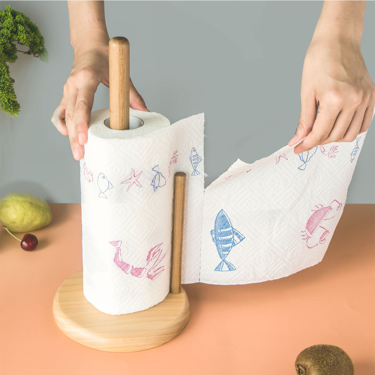 Bill.F® Doppelpoliger Papierhandtuchhalter Aus Holz – Stilvolle Küchenorganisation Mit Teakholz 3