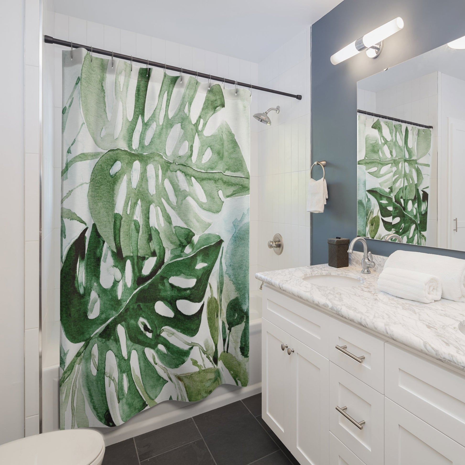 Boho Duschvorhang Dschungel-Monstera – Frischer Stil Für Ihr Badezimmer 1