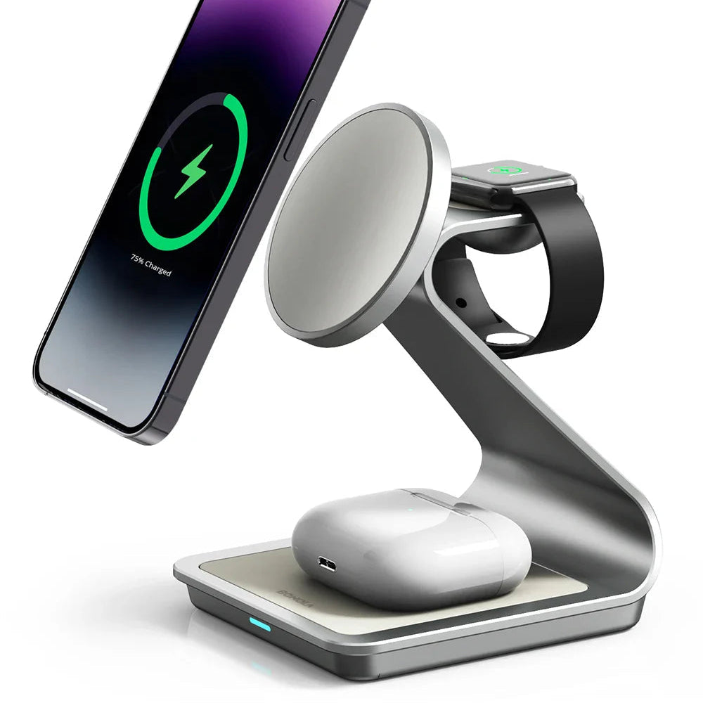 Bonola 30W Qi Wireless Schnellladegerät – Effizientes 3-in-1-Laden Für Ihre Geräte 1