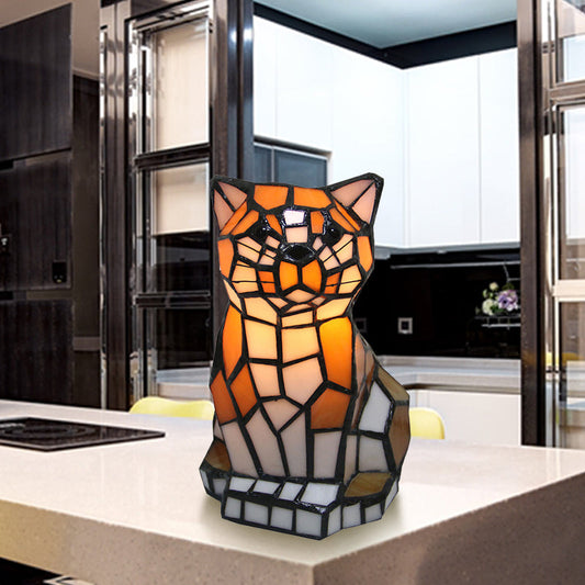 Braune Tiffany Akzentlampe Katzenschirm – Farbenfrohe Beleuchtung Für Ihr Zuhause 0
