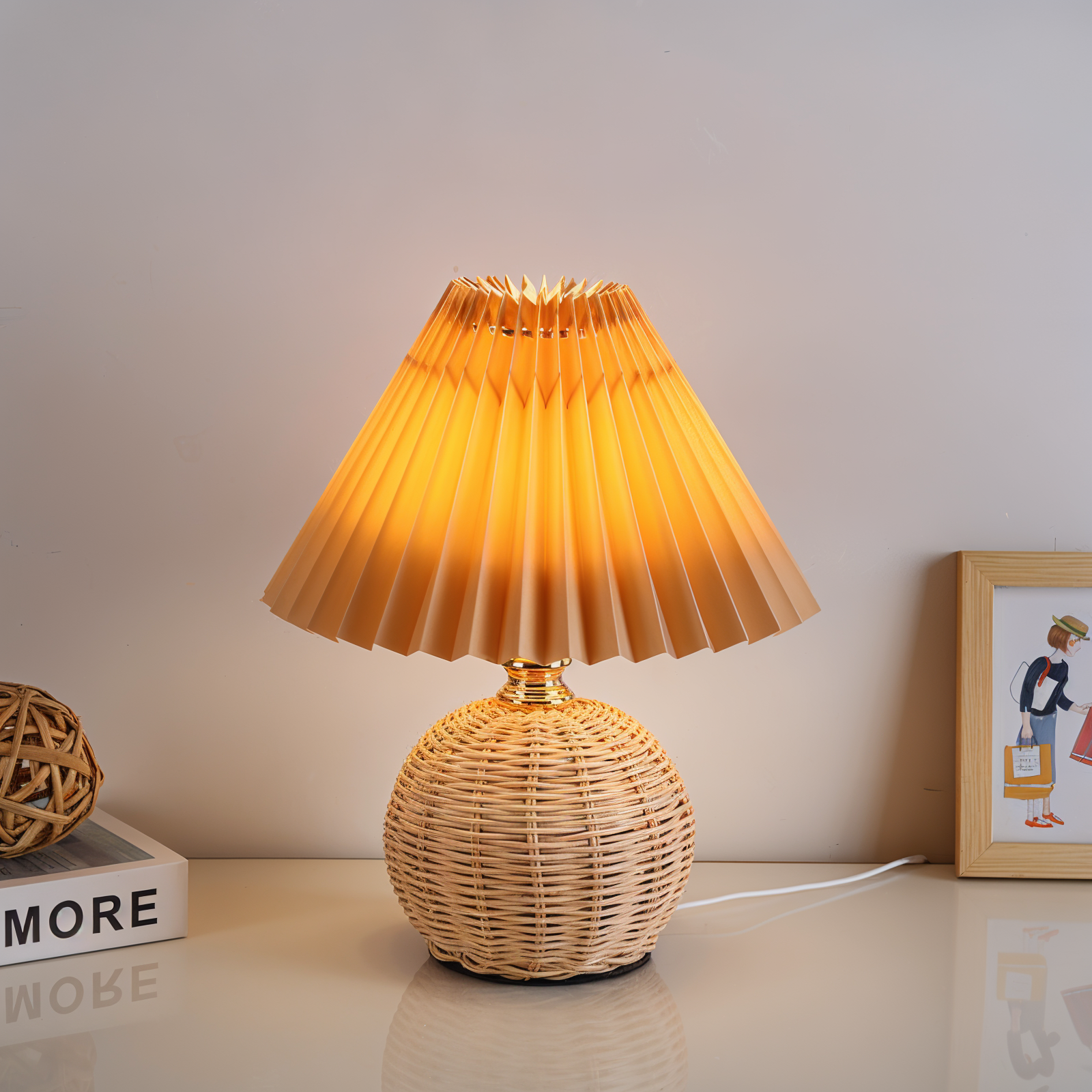 Brolly Plissierte Tischlampe Rattan – Gemütliche Beleuchtung Für Ihr Zuhause 7