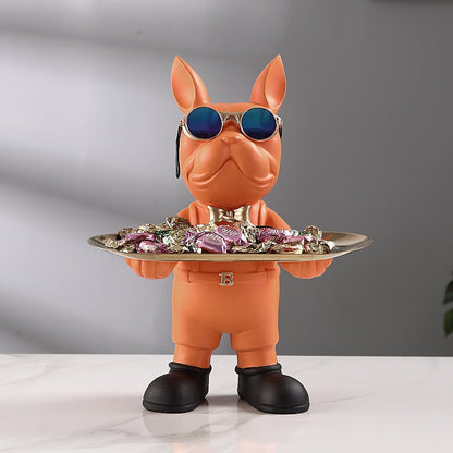 Bulldoggenstatue Mit Tablett – Verspieltes Design Für Stilvolles Wohnen 2