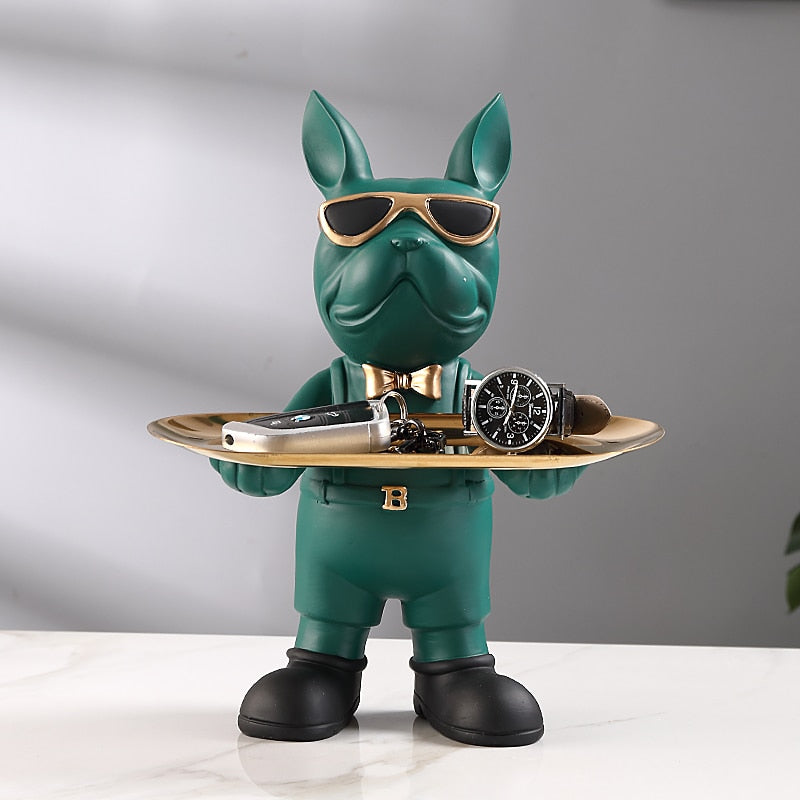 Bulldoggenstatue Mit Tablett – Verspieltes Design Für Stilvolles Wohnen 7