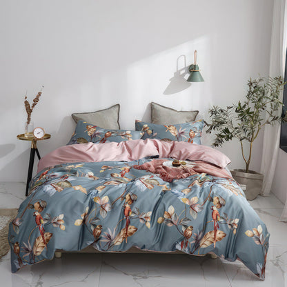 Buntes Bettbezug-Set Mit Baummuster – Elegante Tropische Akzente Für Ihr Schlafzimmer 1