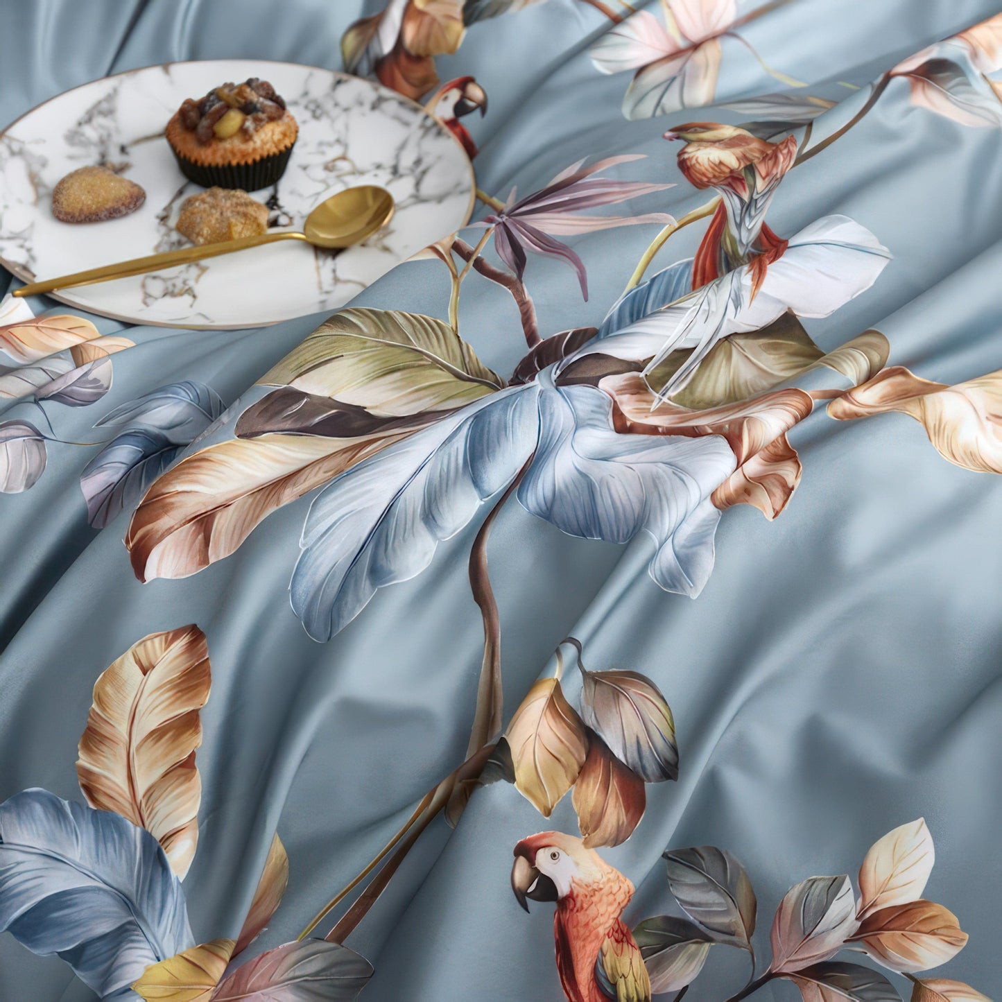 Buntes Bettbezug-Set Mit Baummuster – Elegante Tropische Akzente Für Ihr Schlafzimmer 2