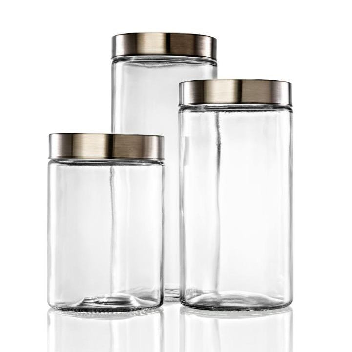 Chicago Kanister-Set Glas Mit Edelstahl – Elegante Aufbewahrung Für Ihre Küche 0