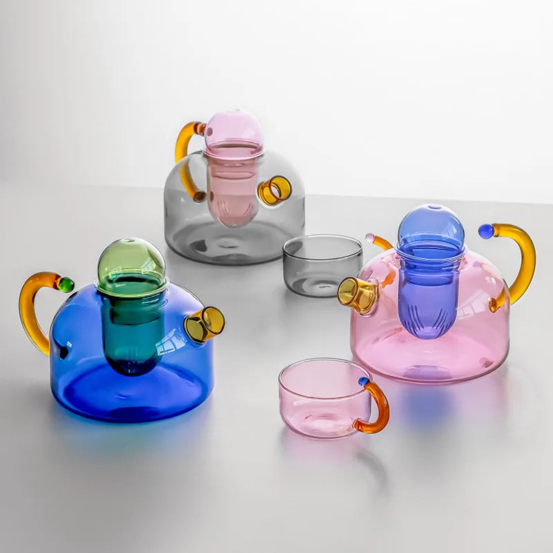 Color Bloom Teekannen- und Tassenset aus Glas – Stilvolles Teeritual für Jeden Anlass 1