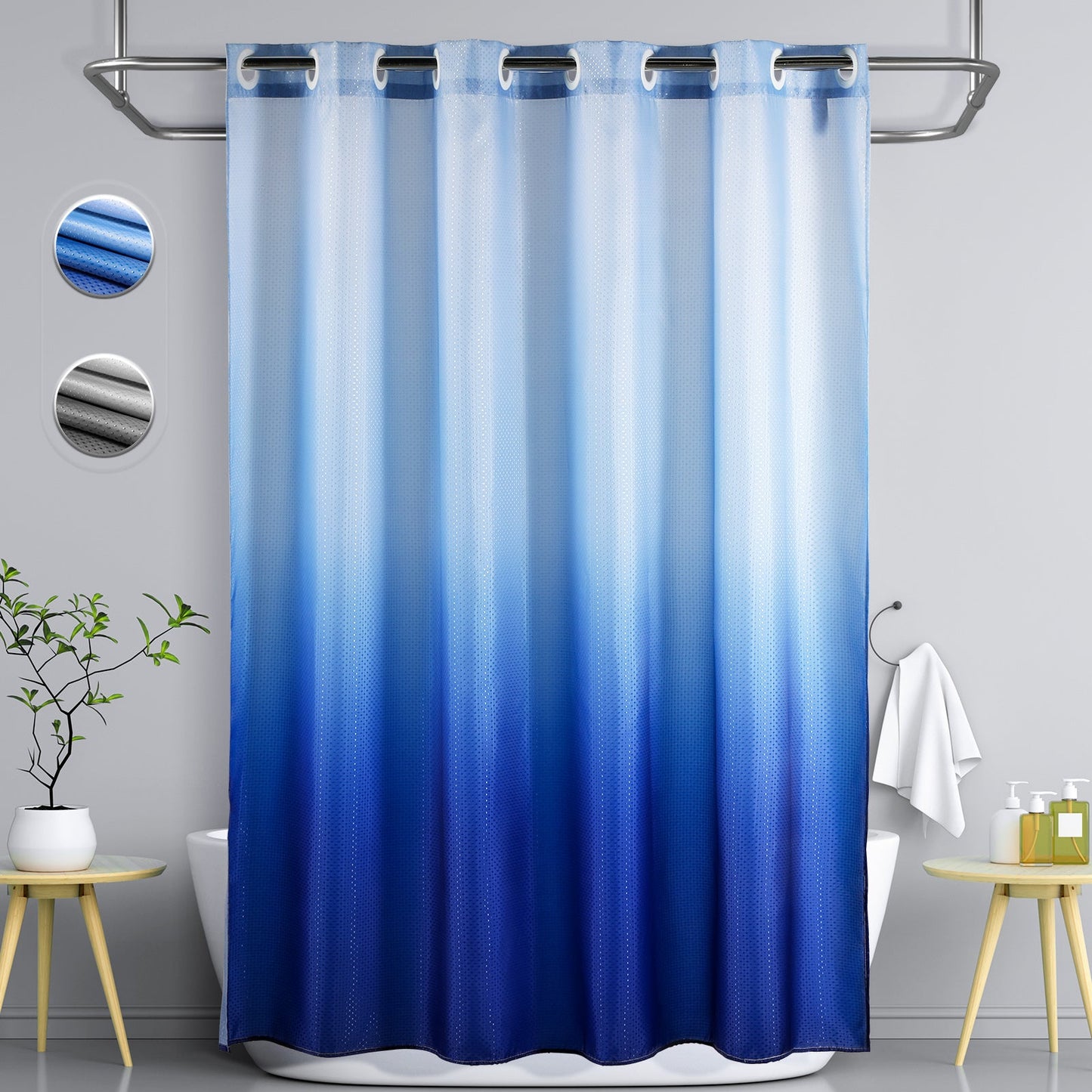 CozyHook Ombre Duschvorhang – Moderner Farbverlauf Für Stilvolles Badezimmer 0