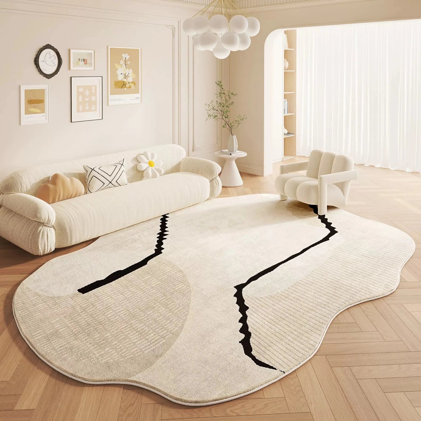 Cremefarbener Teppich aus Kaschmirimitat – Eleganz für Ihr Wohnzimmer 3
