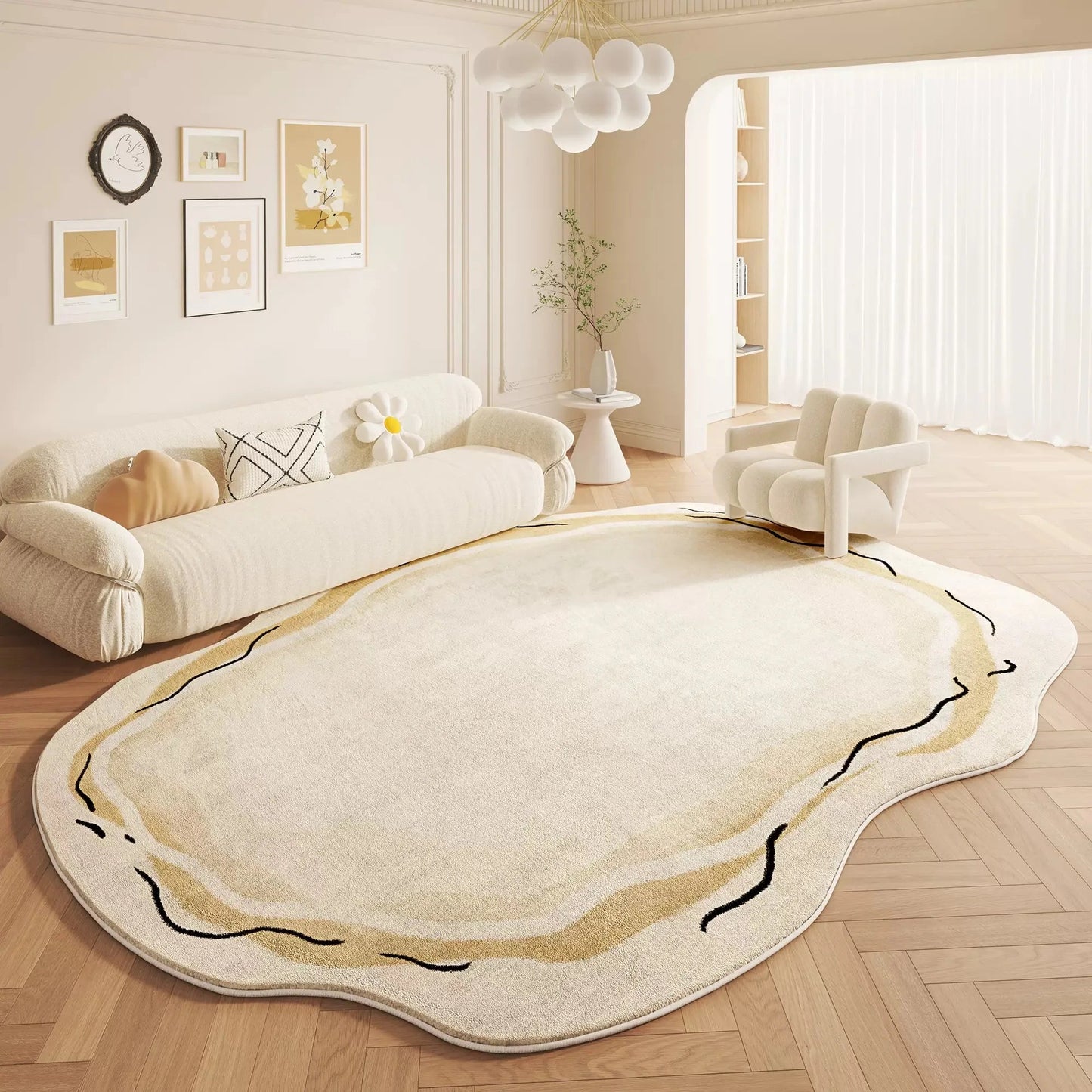 Cremefarbener Teppich aus Kaschmirimitat – Eleganz für Ihr Wohnzimmer 4