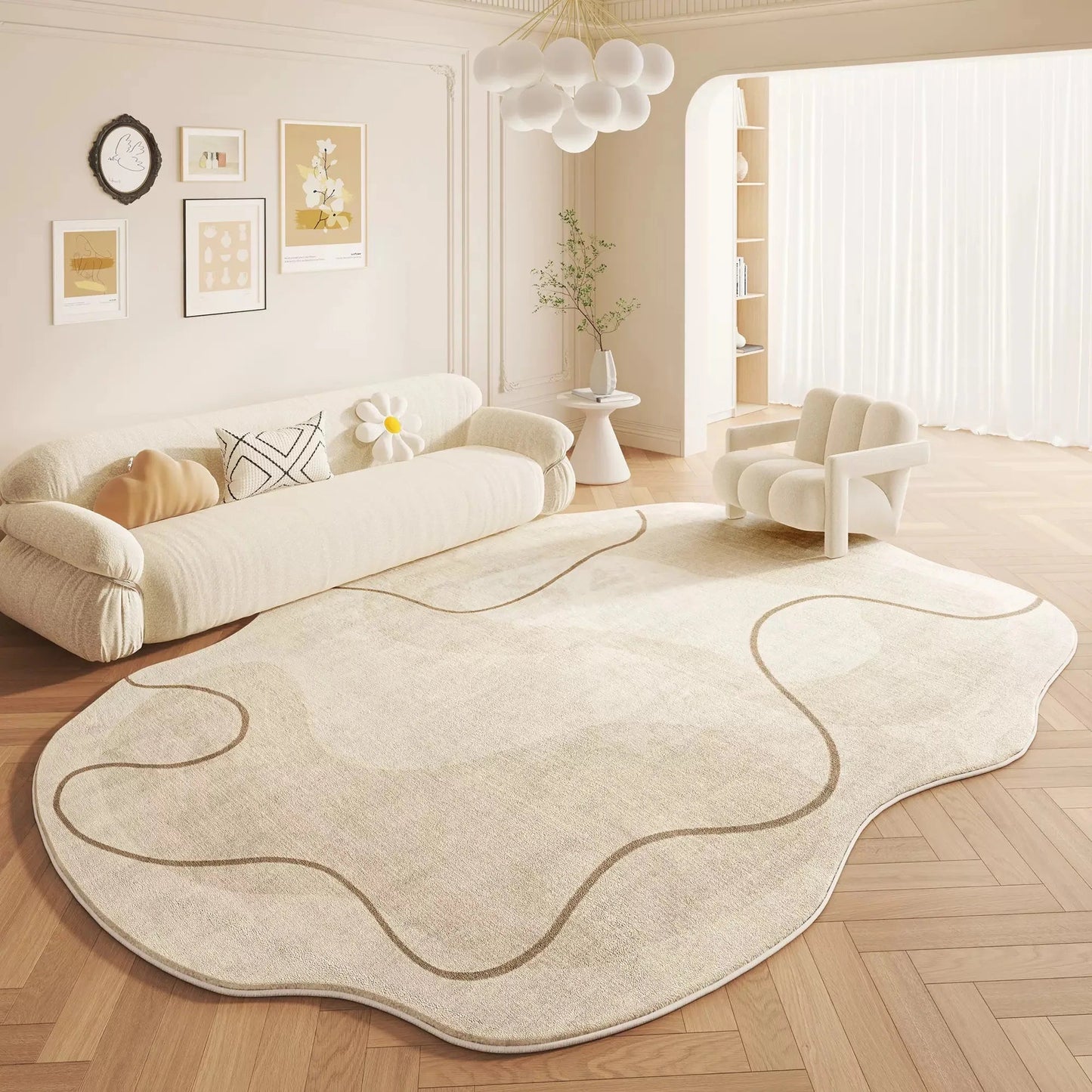 Cremefarbener Teppich aus Kaschmirimitat – Eleganz für Ihr Wohnzimmer 7