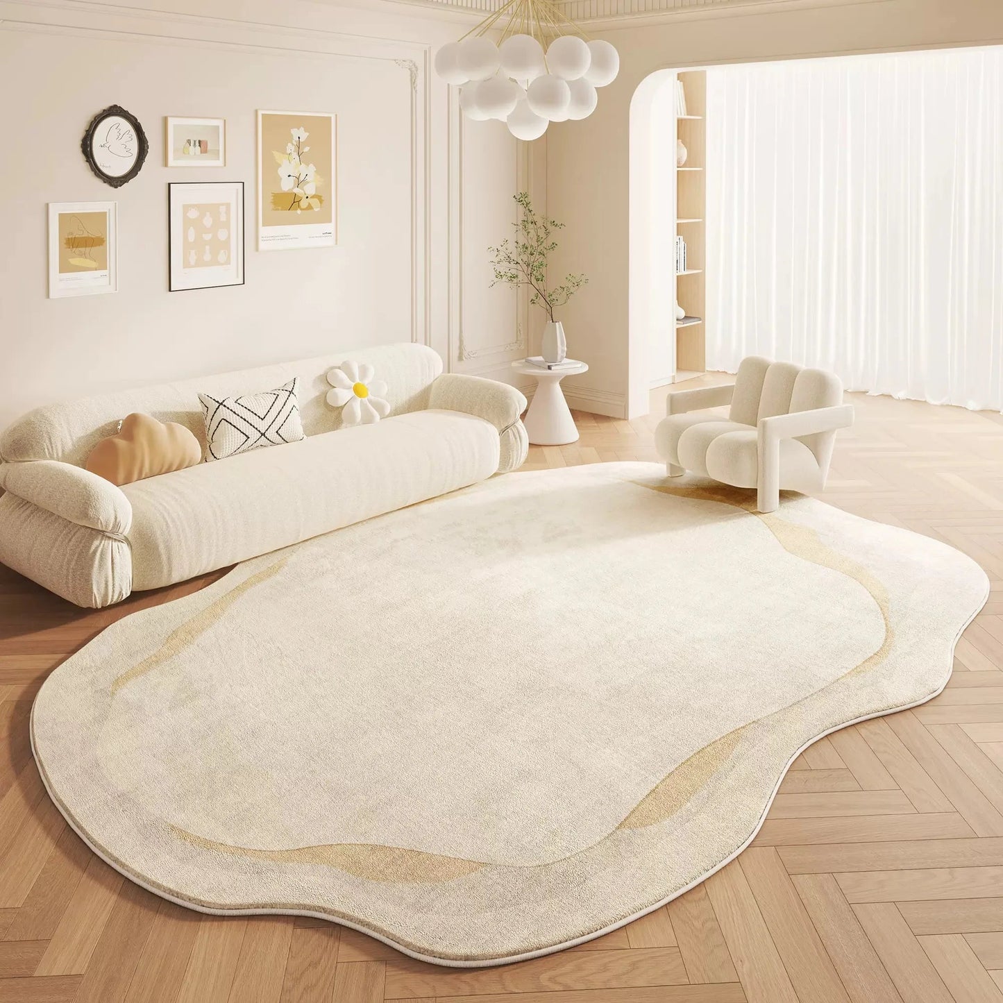 Cremefarbener Teppich aus Kaschmirimitat – Eleganz für Ihr Wohnzimmer 8