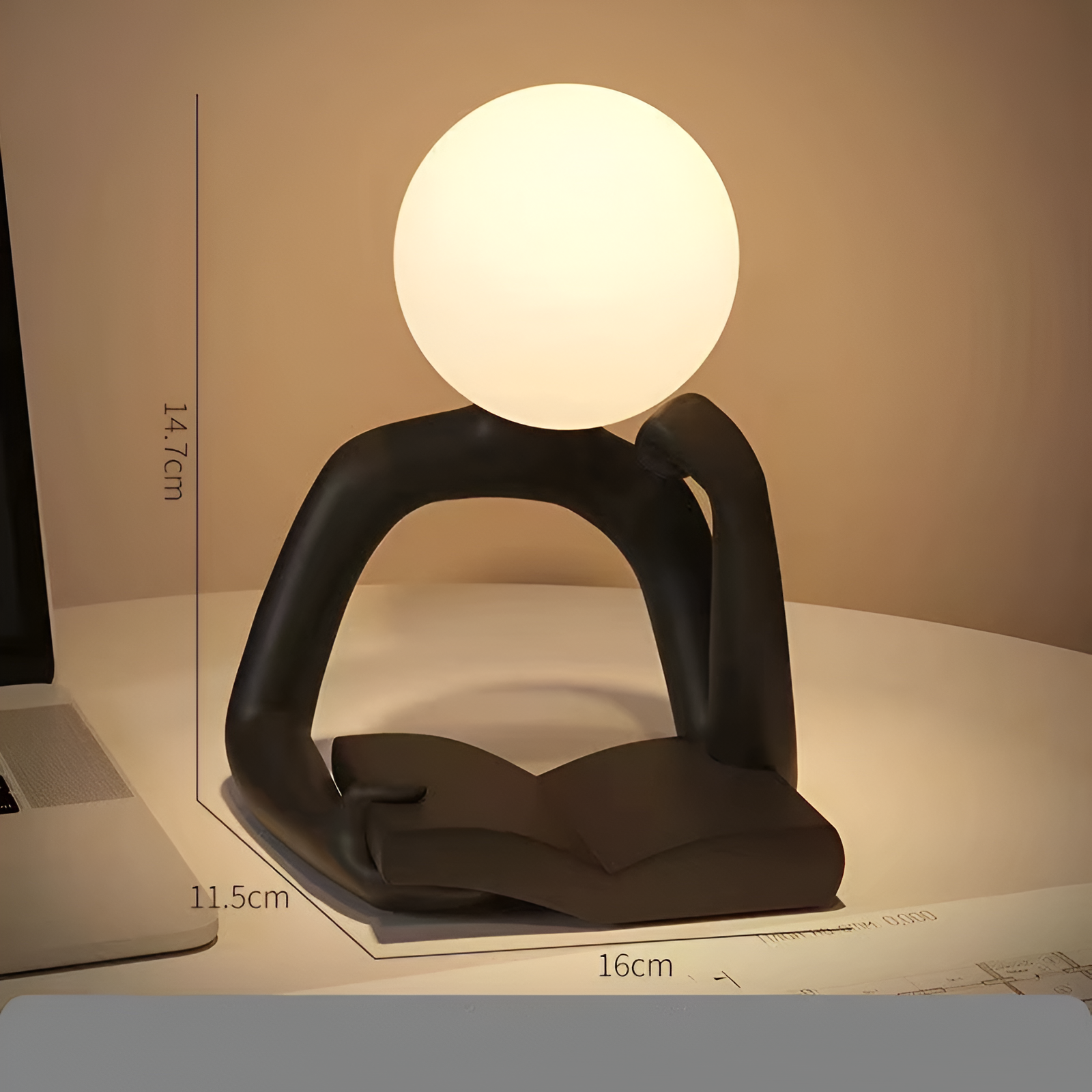 Denker Mond Skulptur Tischlampe – Künstlerische Lichtquelle für Stilbewusste 5