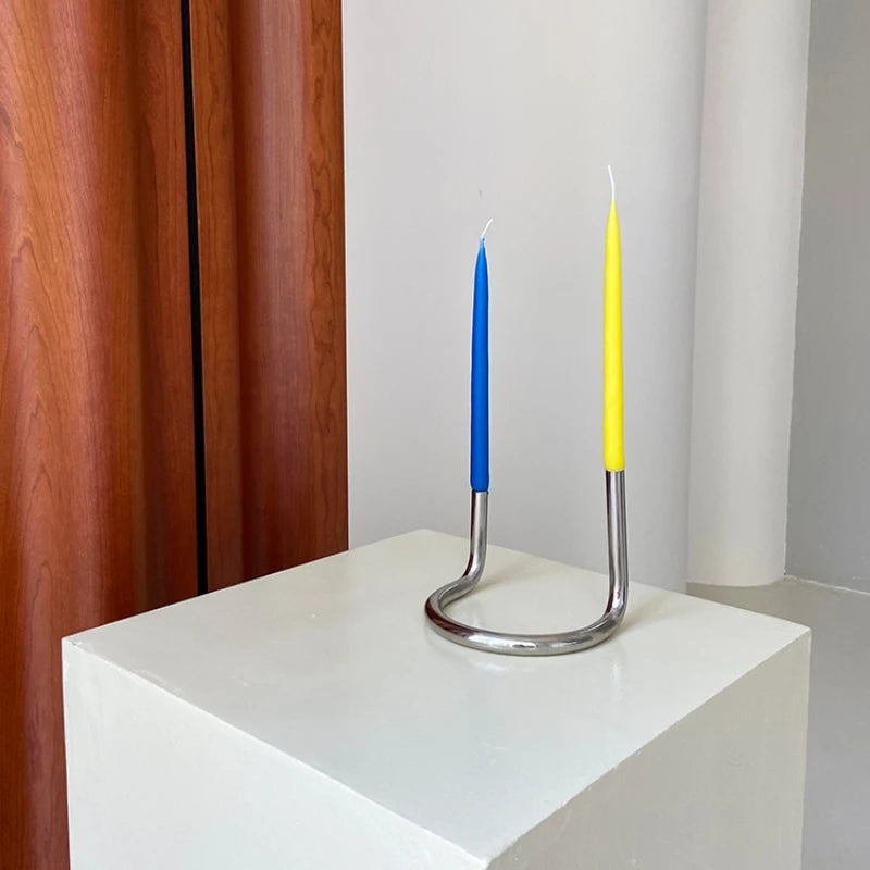 Doppelrohr Kerzenhalter Aus Edelstahl – Stilvolle Tischdekoration Für Elegante Anlässe 1