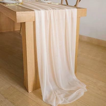 Durchsichtiger Chiffon-Tischläufer Elfenbein – Elegante Tischdekoration für Feste 0