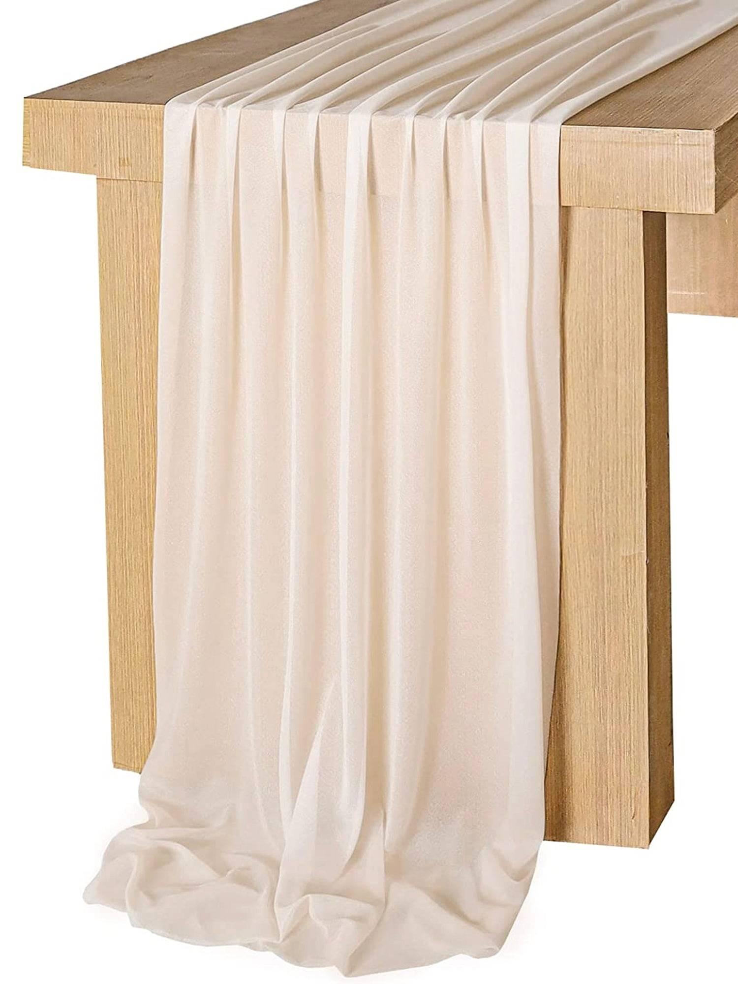 Durchsichtiger Chiffon-Tischläufer Elfenbein – Elegante Tischdekoration für Feste 3