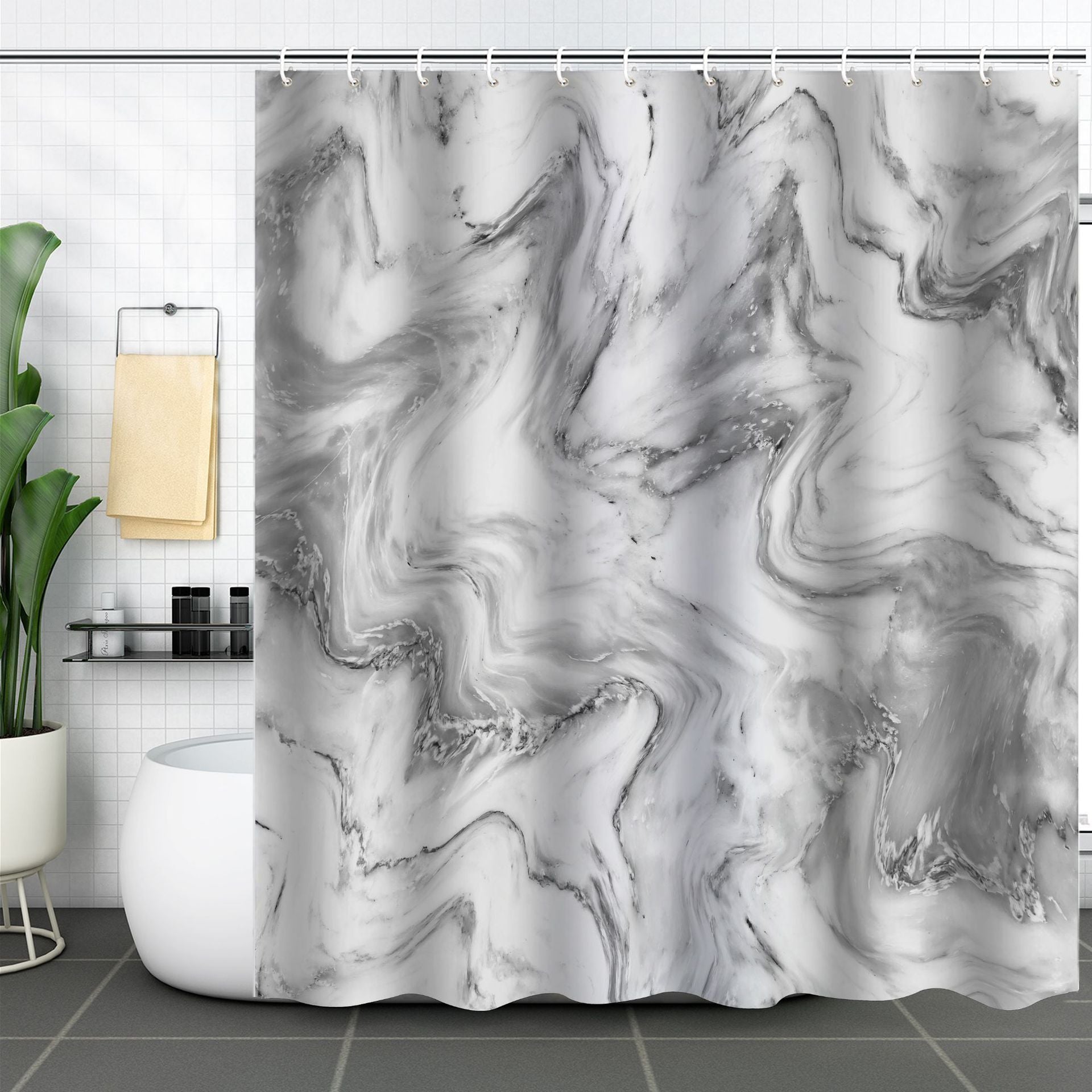 Duschvorhang Marmor Aus Polyester – Stilvolles Badezimmer Erlebnis 0