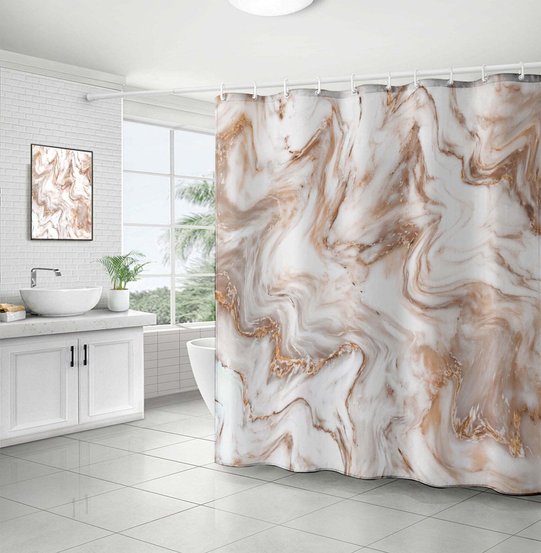 Duschvorhang Marmor Aus Polyester – Stilvolles Badezimmer Erlebnis 2