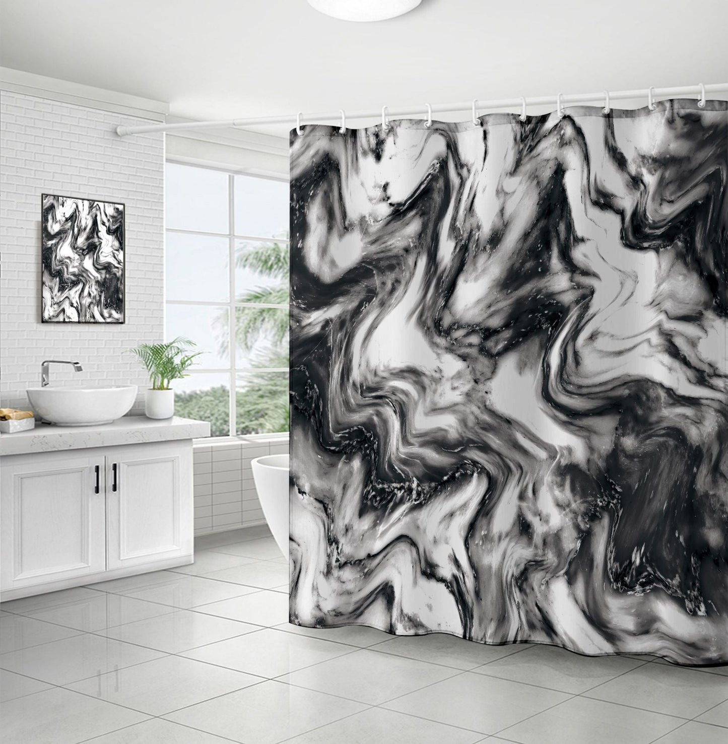 Duschvorhang Marmor Aus Polyester – Stilvolles Badezimmer Erlebnis 3